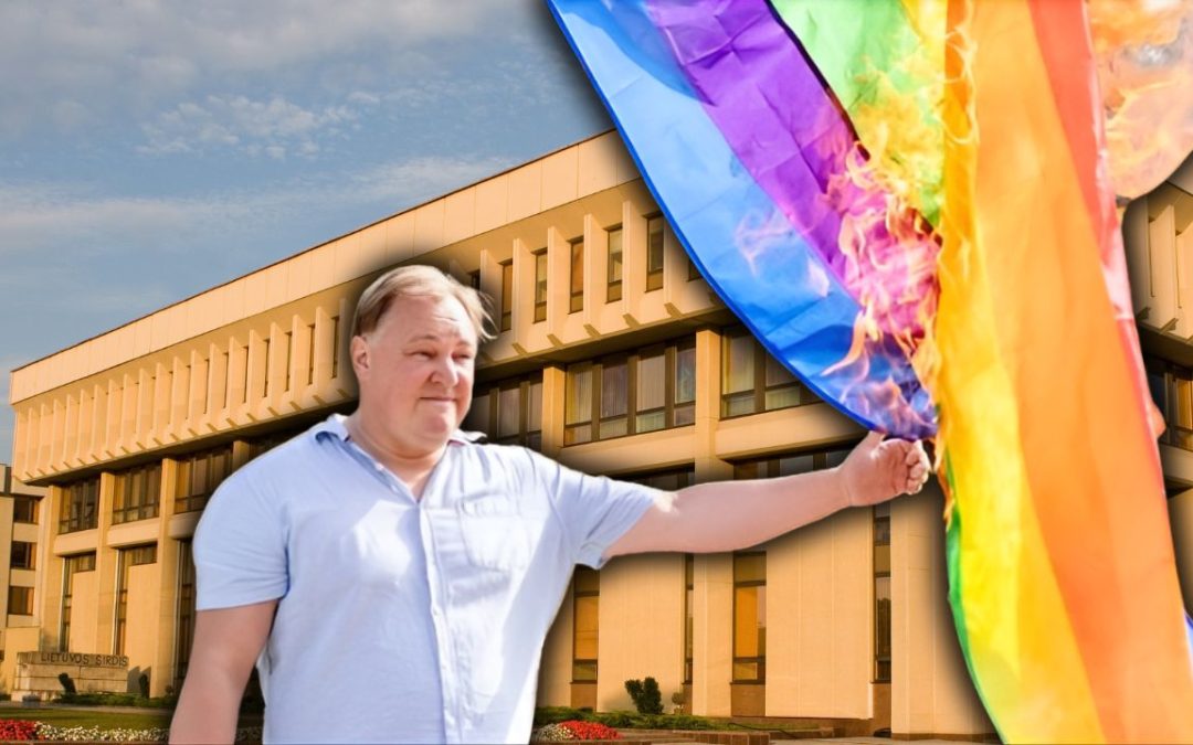 У здания парламента Литвы публично сожжён флаг ЛГБТ-сообщества